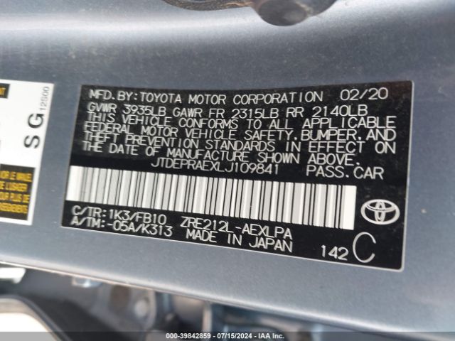 Photo 8 VIN: JTDEPRAEXLJ109841 - TOYOTA COROLLA 