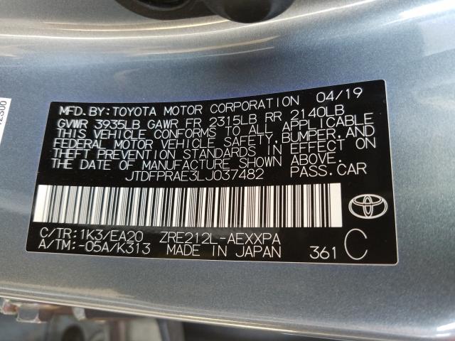 Photo 9 VIN: JTDFPRAE3LJ037482 - TOYOTA COROLLA XL 