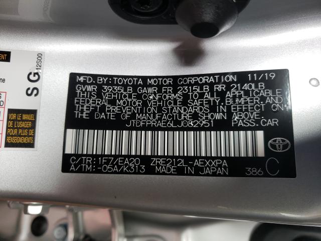 Photo 9 VIN: JTDFPRAE6LJ082951 - TOYOTA COROLLA XL 