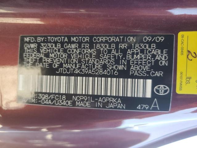 Photo 11 VIN: JTDJT4K39A5284016 - TOYOTA YARIS 