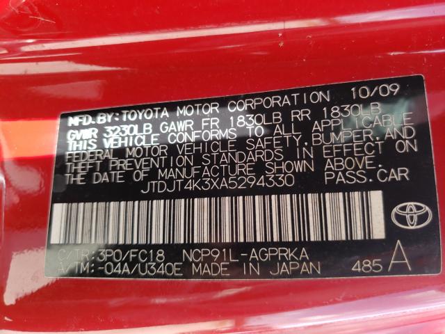 Photo 9 VIN: JTDJT4K3XA5294330 - TOYOTA YARIS 