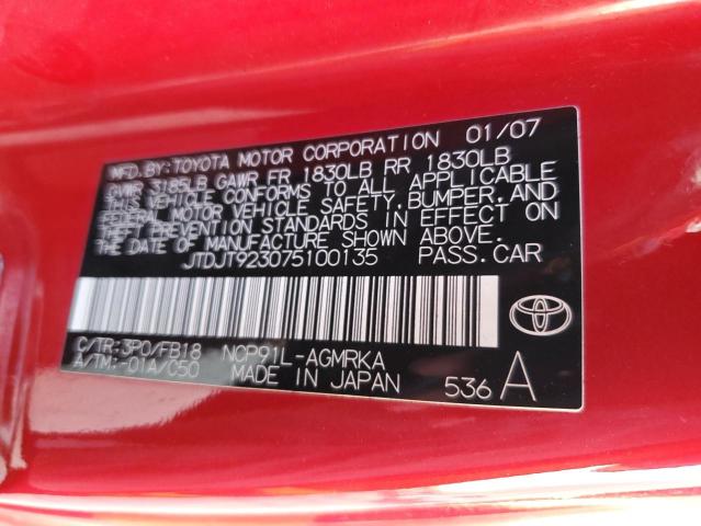 Photo 12 VIN: JTDJT923075100135 - TOYOTA YARIS 