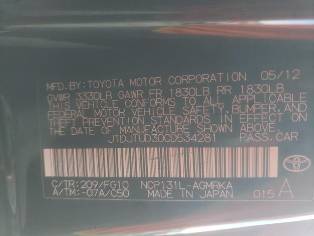 Photo 9 VIN: JTDJTUD30CD534281 - TOYOTA YARIS 