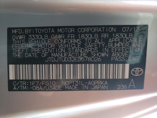 Photo 9 VIN: JTDJTUD32ED578026 - TOYOTA YARIS 