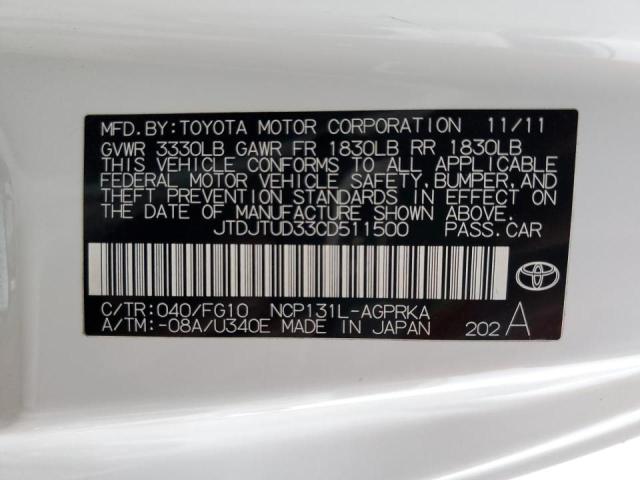 Photo 12 VIN: JTDJTUD33CD511500 - TOYOTA YARIS 