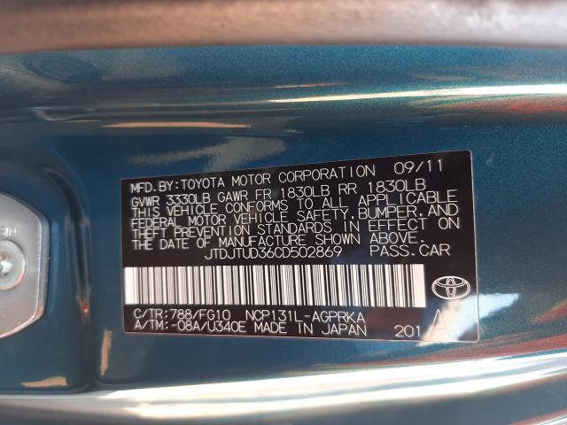 Photo 9 VIN: JTDJTUD36CD502869 - TOYOTA YARIS 