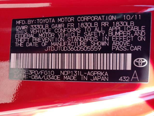 Photo 9 VIN: JTDJTUD36CD505559 - TOYOTA YARIS 