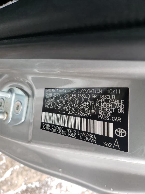 Photo 9 VIN: JTDJTUD36CD506677 - TOYOTA YARIS 