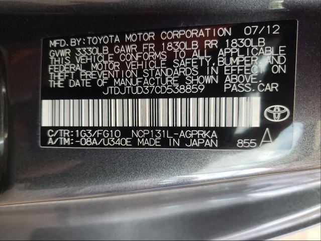 Photo 9 VIN: JTDJTUD37CD538859 - TOYOTA YARIS 