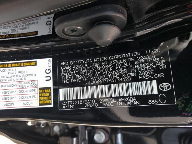 Photo 9 VIN: JTDKAMFP1M3178490 - TOYOTA PRIUS PRIM 