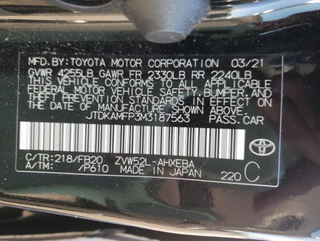 Photo 9 VIN: JTDKAMFP3M3187563 - TOYOTA PRIUS PRIM 