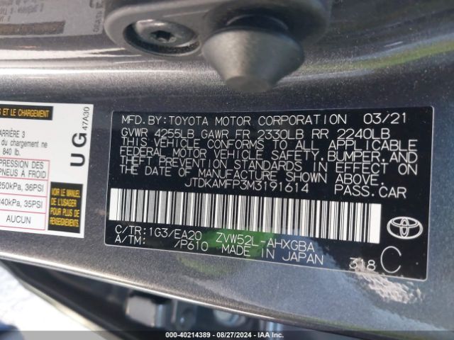 Photo 8 VIN: JTDKAMFP3M3191614 - TOYOTA PRIUS PRIME 