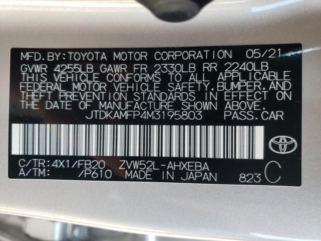 Photo 9 VIN: JTDKAMFP4M3195803 - TOYOTA PRIUS PRIM 