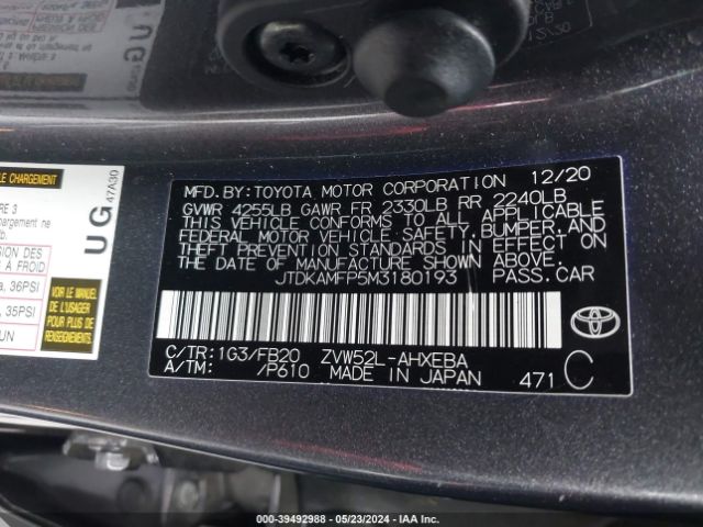 Photo 8 VIN: JTDKAMFP5M3180193 - TOYOTA PRIUS PRIME 