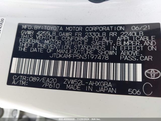 Photo 8 VIN: JTDKAMFP5N3197478 - TOYOTA PRIUS PRIME 