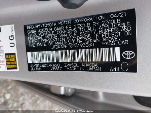 Photo 8 VIN: JTDKAMFP6M3193230 - TOYOTA PRIUS PRIME 