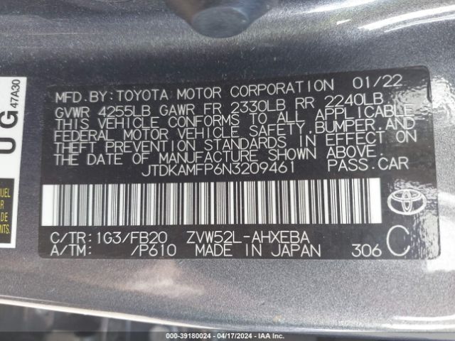 Photo 8 VIN: JTDKAMFP6N3209461 - TOYOTA PRIUS PRIME 