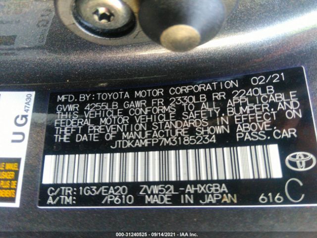 Photo 8 VIN: JTDKAMFP7M3185234 - TOYOTA PRIUS PRIME 