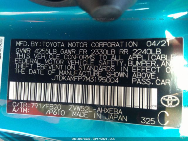 Photo 8 VIN: JTDKAMFP7M3195004 - TOYOTA PRIUS PRIME 