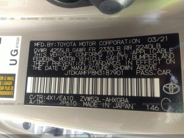 Photo 8 VIN: JTDKAMFP8M3187901 - TOYOTA PRIUS PRIME 