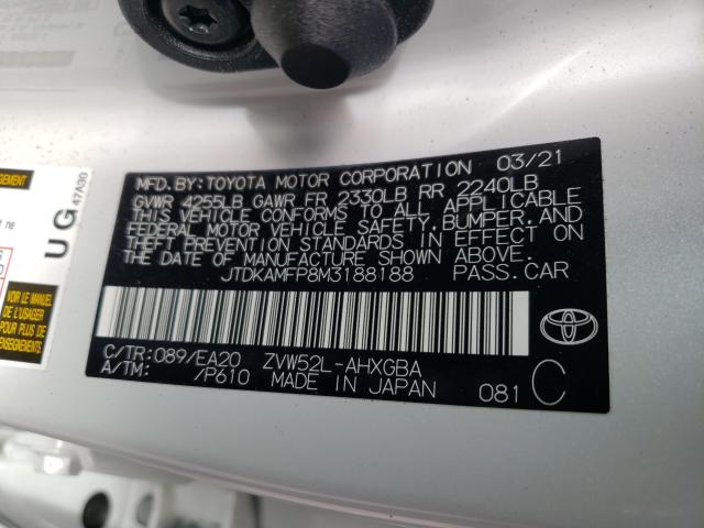 Photo 9 VIN: JTDKAMFP8M3188188 - TOYOTA PRIUS PRIM 