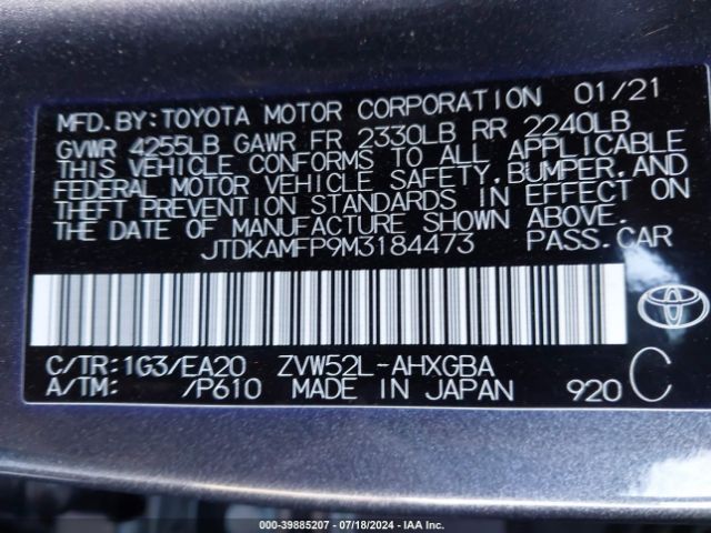 Photo 8 VIN: JTDKAMFP9M3184473 - TOYOTA PRIUS PRIME 