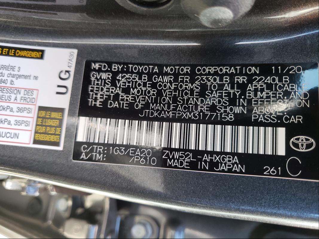 Photo 9 VIN: JTDKAMFPXM3177158 - TOYOTA PRIUS PRIM 