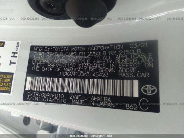 Photo 8 VIN: JTDKAMFU0M3145423 - TOYOTA PRIUS 