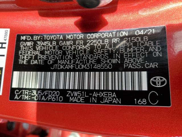 Photo 12 VIN: JTDKAMFU0M3148550 - TOYOTA PRIUS 