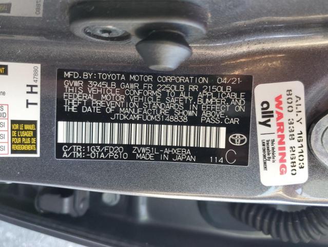 Photo 11 VIN: JTDKAMFU0M3148838 - TOYOTA PRIUS SPEC 