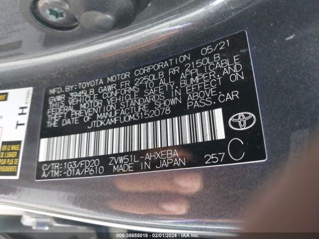 Photo 8 VIN: JTDKAMFU0M3152078 - TOYOTA PRIUS 