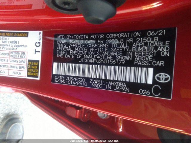 Photo 8 VIN: JTDKAMFU2N3156179 - TOYOTA PRIUS 