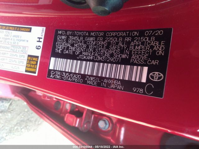 Photo 8 VIN: JTDKAMFU3M3129071 - TOYOTA PRIUS 