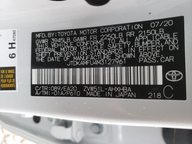 Photo 9 VIN: JTDKAMFU4M3127961 - TOYOTA PRIUS SPEC 