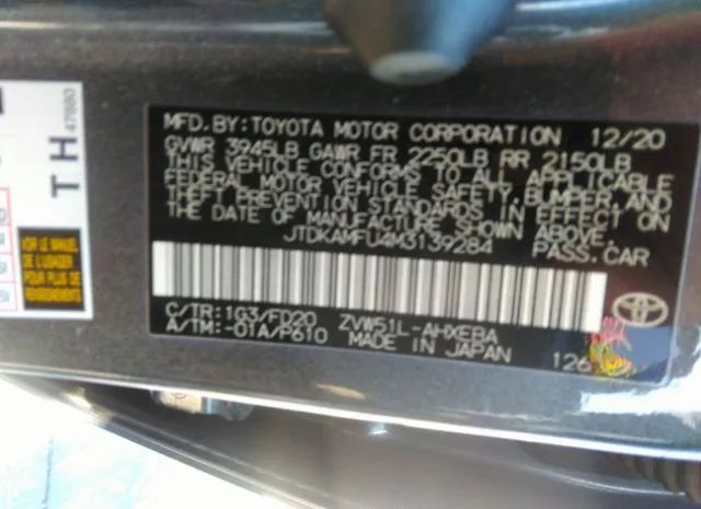 Photo 8 VIN: JTDKAMFU4M3139284 - TOYOTA PRIUS 