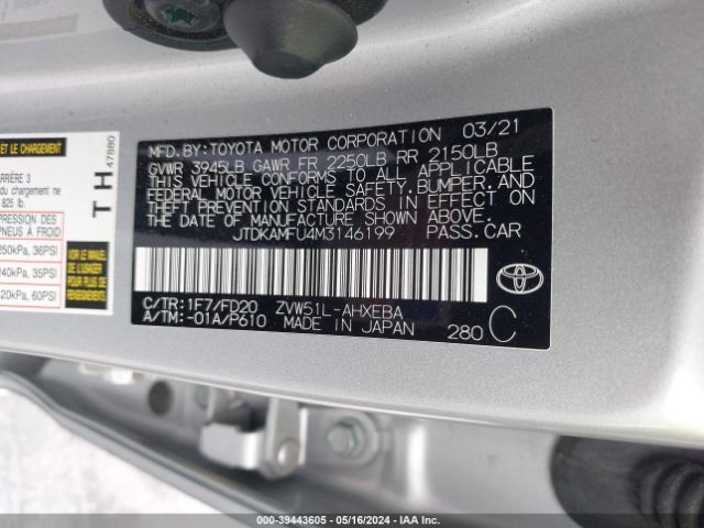 Photo 8 VIN: JTDKAMFU4M3146199 - TOYOTA PRIUS 