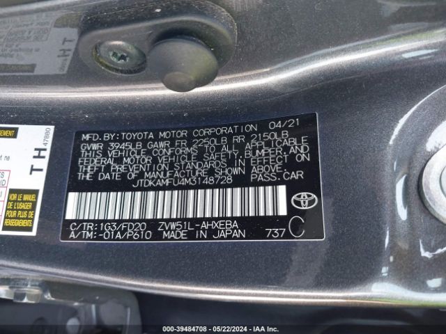 Photo 8 VIN: JTDKAMFU4M3148728 - TOYOTA PRIUS 