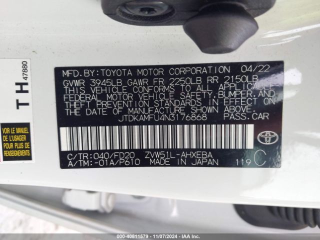 Photo 8 VIN: JTDKAMFU4N3176868 - TOYOTA PRIUS 