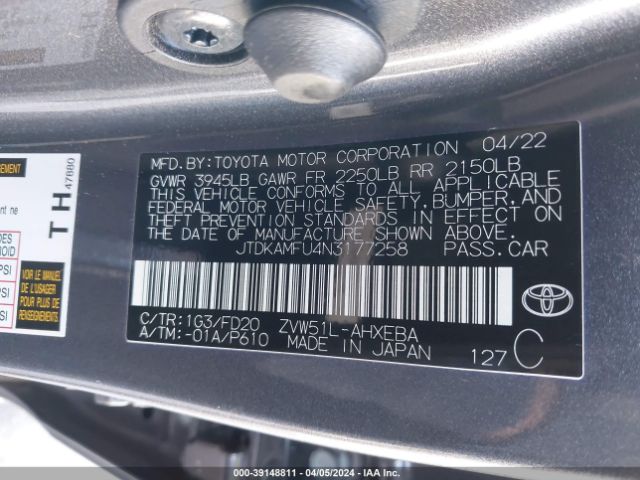 Photo 8 VIN: JTDKAMFU4N3177258 - TOYOTA PRIUS 