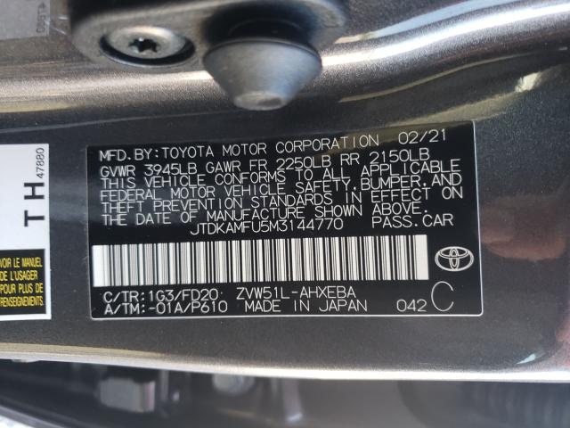 Photo 9 VIN: JTDKAMFU5M3144770 - TOYOTA PRIUS SPEC 