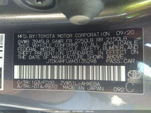 Photo 8 VIN: JTDKAMFU6M3135298 - TOYOTA PRIUS 