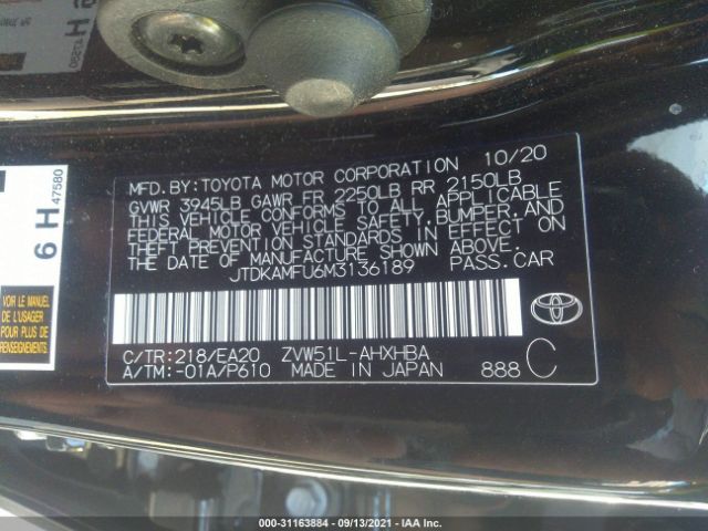 Photo 8 VIN: JTDKAMFU6M3136189 - TOYOTA PRIUS 