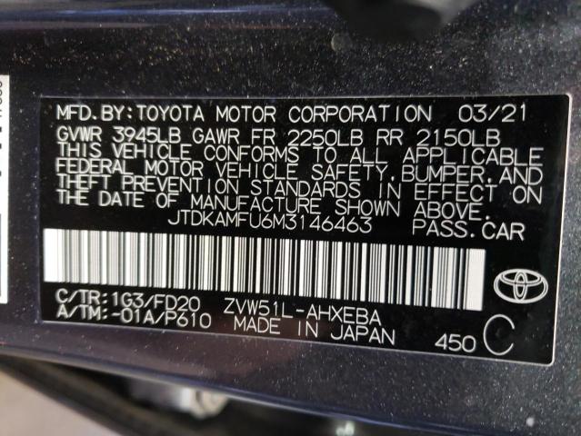 Photo 11 VIN: JTDKAMFU6M3146463 - TOYOTA PRIUS SPEC 