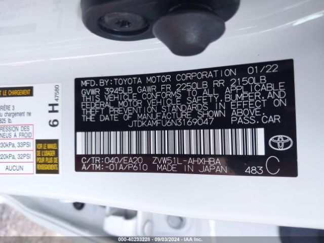 Photo 8 VIN: JTDKAMFU6N3169047 - TOYOTA PRIUS 