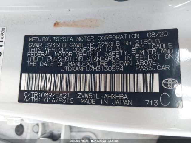 Photo 8 VIN: JTDKAMFU7M3130594 - TOYOTA PRIUS 