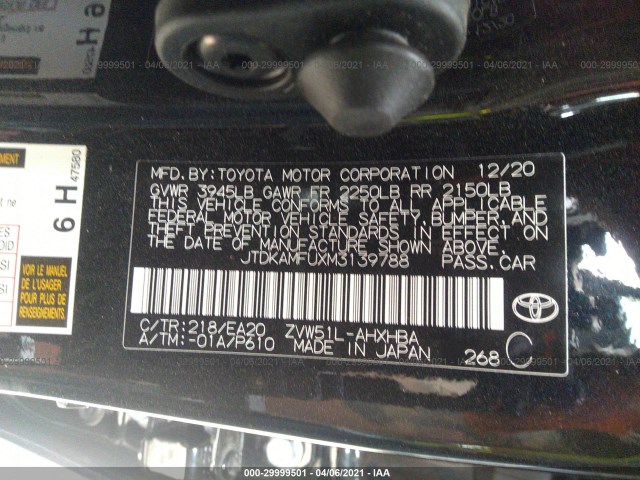 Photo 8 VIN: JTDKAMFUXM3139788 - TOYOTA PRIUS 