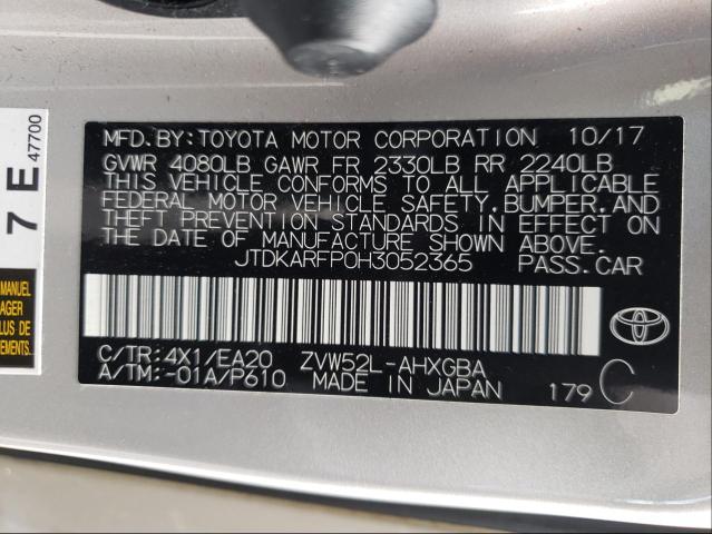 Photo 9 VIN: JTDKARFP0H3052365 - TOYOTA PRIUS PRIM 