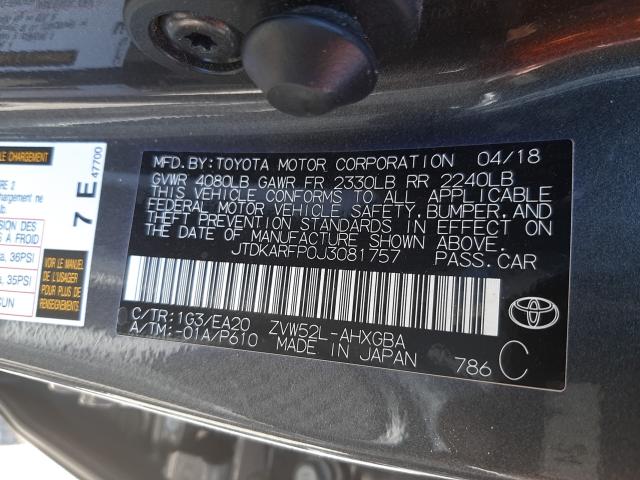 Photo 9 VIN: JTDKARFP0J3081757 - TOYOTA PRIUS PRIM 