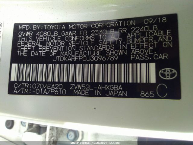 Photo 8 VIN: JTDKARFP0J3096789 - TOYOTA PRIUS 