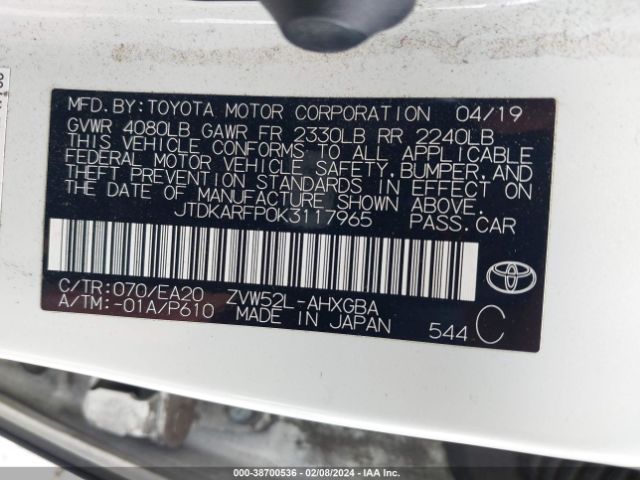 Photo 8 VIN: JTDKARFP0K3117965 - TOYOTA PRIUS PRIME 